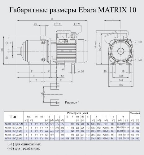 Насос поверхностный Ebara MATRIX 10-3T/1.3M - фото 2