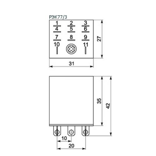 Реле проміжне ІЕК РЕК77 / 3 10А АC 24В IP40 - фото 2
