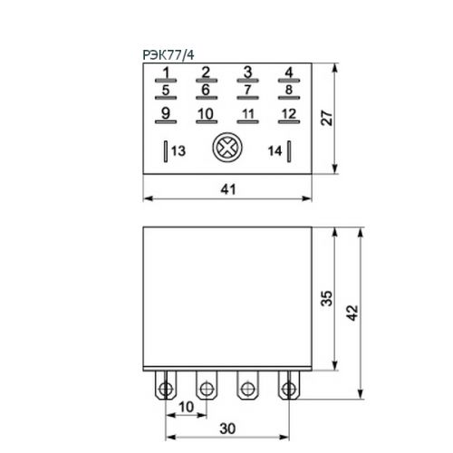 Реле проміжне ІЕК РЕК77 / 4 10А АC 12В IP40 - фото 2