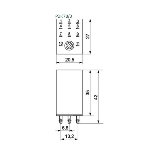 Реле проміжне ІЕК РЕК78 / 3 5А DC-24В IP40 - фото 2