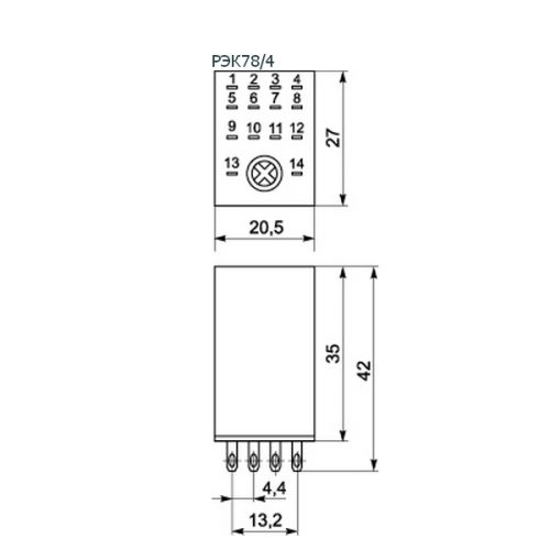 Реле промежуточное ИЭК РЭК78/4 3А DC-24В IP40 (RRP20-4-03-024D) - фото 2