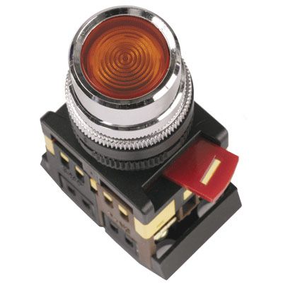 Кнопка ИЭК ABLF-22 красный D22мм неон 240В 1з+1р (BBT10-ABLF-K04) - фото 1