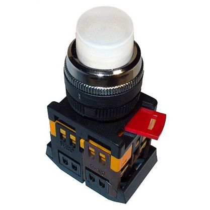 Кнопка ИЭК ABLFP-22 белый D22мм неон 240В 1з+1р (BBT20-ABLFP-K01) - фото 1