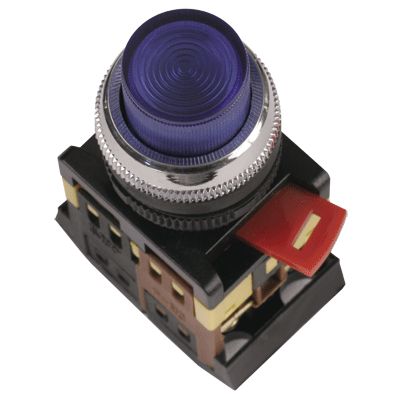 Кнопка ИЭК ABLFP-22 синий D22мм неон 240В 1з+1р (BBT20-ABLFP-K07) - фото 1