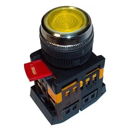 Кнопка ИЭК ABLFS-22 желтый D22мм неон 240В 1з+1р (BBT30-ABLFS-K05) - фото 1