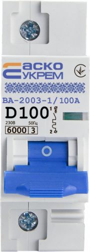 Автоматичний вимикач Аско УкрЕМ ВА-2003 1p 100А - фото 1