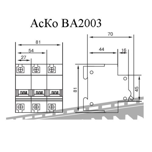 Автоматичний вимикач Аско УкрЕМ ВА-2003 3p 50А - фото 2