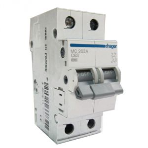 Автоматичний вимикач Hager 63А, 2п, С, 6 kA, 2м (MC263A) - фото 1