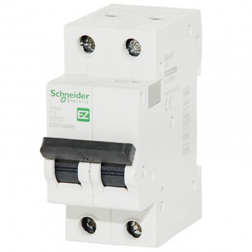 Автоматический выключатель Schneider Electric Easy9 2P 6A хар-ка C 4,5кА EZ9F34206 - фото 1