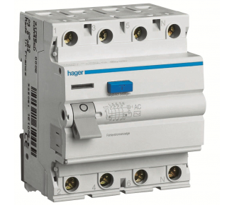 Дифференциальное реле Hager CF441J (тип АC) Дифференциальное реле Hager CF441J (тип АC)
