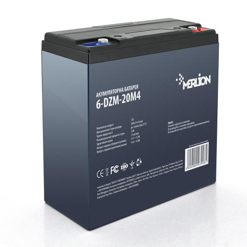 Аккумуляторная батарея тяговая MERLION 6-DZM-20 12V 20Ah (3908) - фото 1