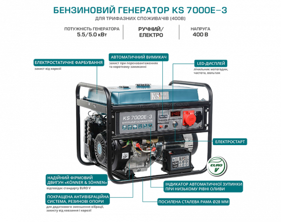 Генератор бензиновый Konner&amp;Sohnen KS 7000E-3 - фото 7