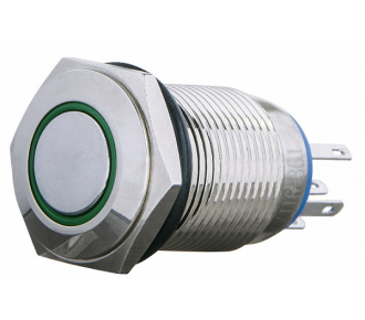 Кнопка металлическая АсКо TYJ16-361 с подсветкой, желтая 220V (A0140010099)