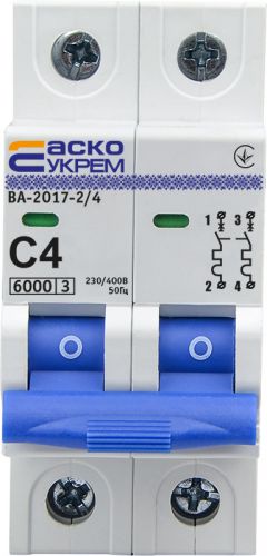 Автоматический выключатель Аско УкрЕМ ВА-2017/C 2р 4А (A0010170036) - фото 1
