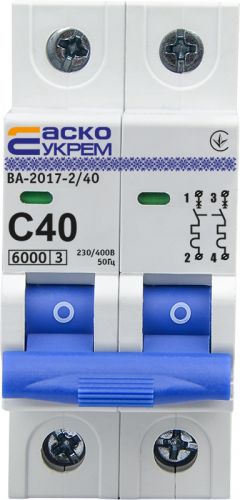 Автоматичний вимикач Аско УкрЕМ ВА-2017 2р 40А - фото 1