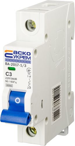 Автоматический выключатель Аско УкрЕМ ВА-2017/D 1р 3А (A0010170082) - фото 2