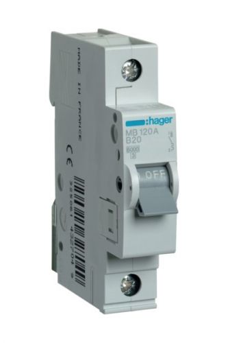 Автоматический выключатель Hager 1P 6kA B-20A 1M (MB120A) - фото 1
