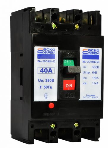Автоматический выключатель Аско УкрЕМ ВА-2004N/63 3р 40А (A0010040063) - фото 3