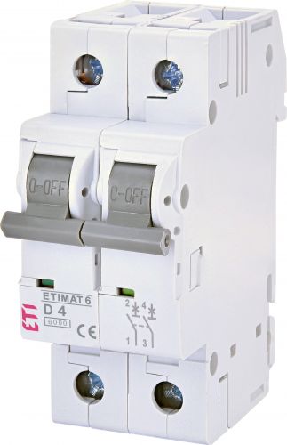 Автоматический выключатель ETI ETIMAT 6 2p D 4A (2163510) - фото 1
