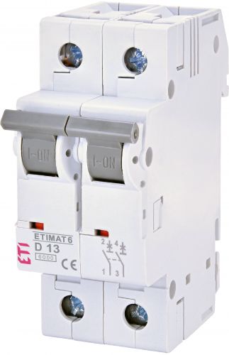 Автоматический выключатель ETI ETIMAT 6 2p D 13A (2163515) - фото 1