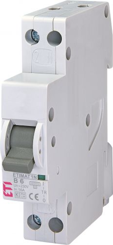 Автоматический выключатель ETI ETIMAT 6 1p+N (1мод.) B 6A (2191101) - фото 1