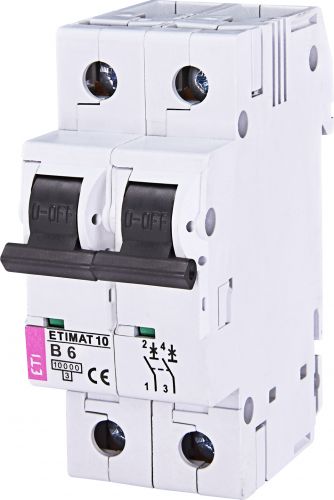 Автоматический выключатель ETI ETIMAT 10 2p B 6А (2123712) - фото 1