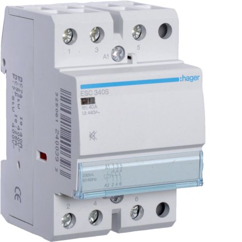 Контактор безшумний Hager ESC340S 40A, 3НЗ, 230В - фото 1