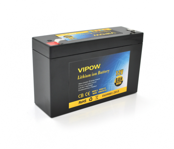 Аккумуляторная батарея Vipow 12V 8Ah с элементами Li-ion (18673) - фото 1