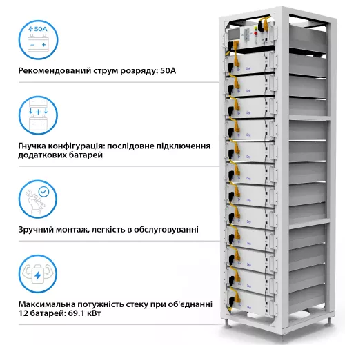 Акумуляторна батарея Deye BOS-GM5.1 LiFePO4 HV 51.2v 100AH 5.12kWh - фото 3