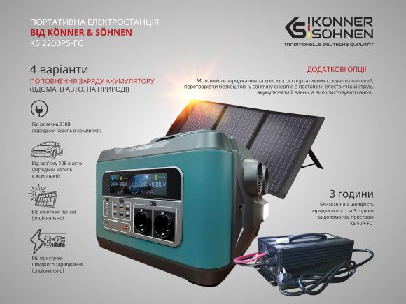 Портативная (переносная) электростанция Konner&amp;Sohnen KS 2200PS-FC - фото 11