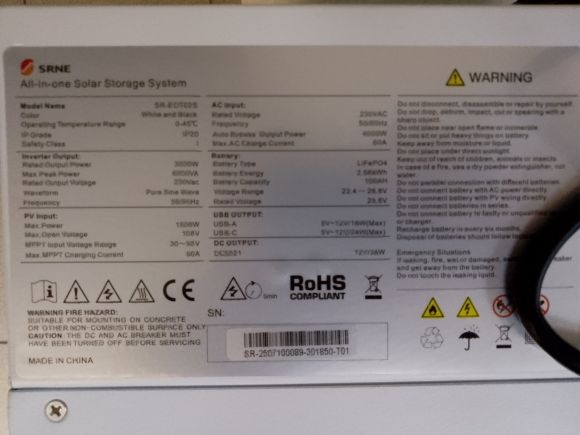Система хранения энергии SRNE SR-EOT02S 3000W - фото 3